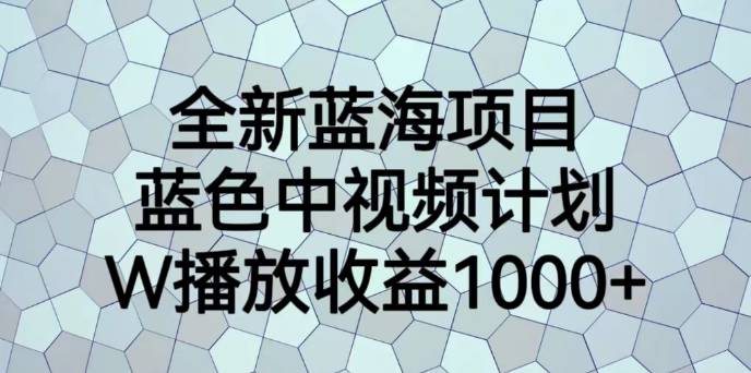 全新蓝海项目，蓝色中视频计划，1W播放量1000+-虎哥说创业