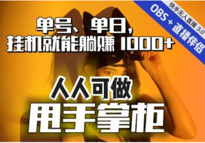 快手、抖音“无人直播”单号单日挂机就能躺赚1000+，这次我就把这当“甩手掌柜”的秘密教给你，人人可做！-虎哥说创业