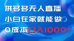 拼多多无人直播，小白在家就能做，0 成本日入 1000+-虎哥说创业