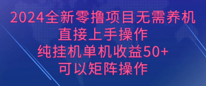 2024全新零撸项目，无需养机，直接上手操作纯挂机单机收益50+，可以矩阵操作-虎哥说创业