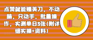 点赞就能赚美刀，不动脑，只动手，批量操作，实测单日3张-虎哥说创业